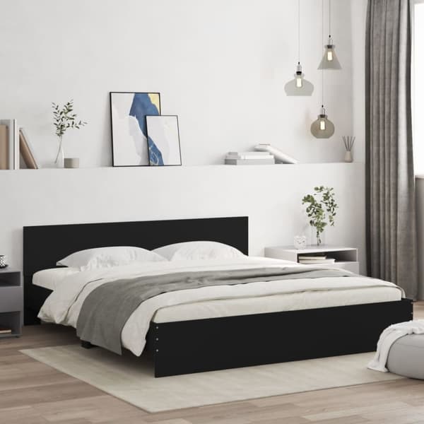 vidaXL sengeramme med sengegavl 200x200 cm sort - Senge & sengeramme