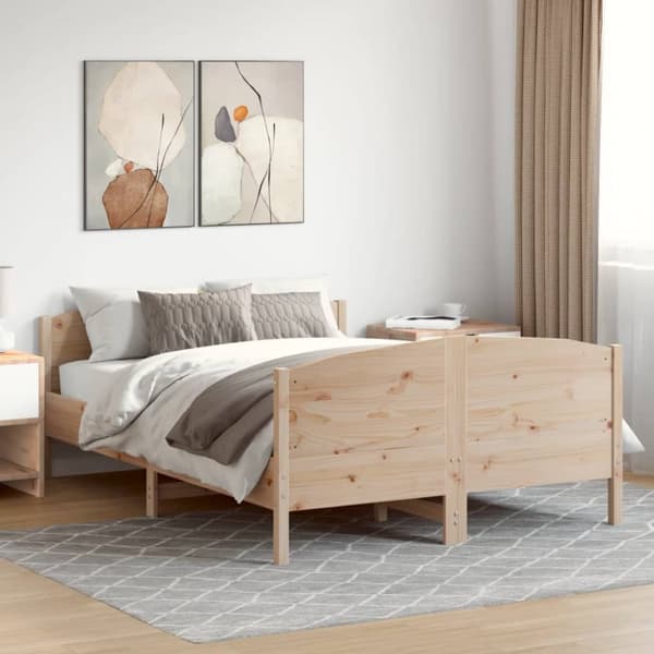 vidaXL sengeramme med sengegavl 120x200 cm massivt fyrretræ hvid - Senge & sengeramme