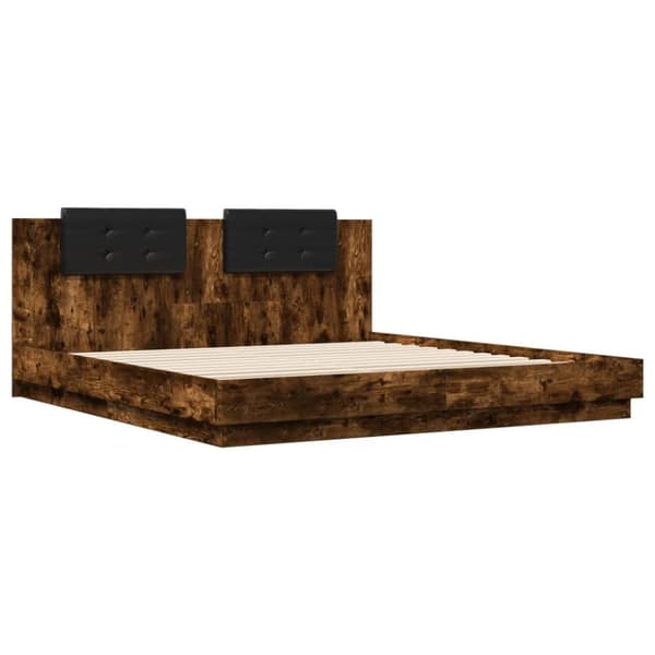 vidaXL sengeramme med sengegavl 160x200 cm konstrueret træ røget eg -  Senge & sengeramme