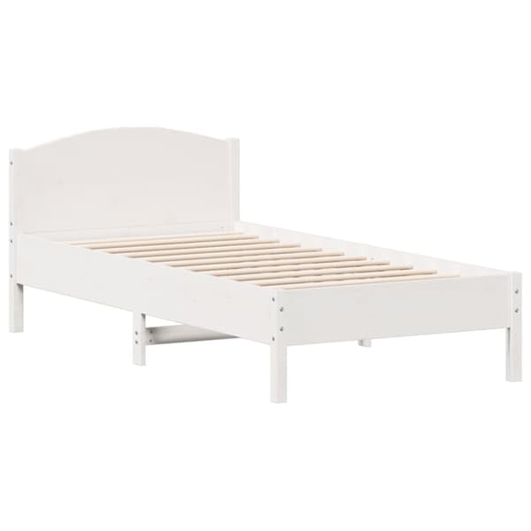 vidaXL Sängram med huvudgavel vit 90x190 cm massiv furu -  Sängar & sängramar