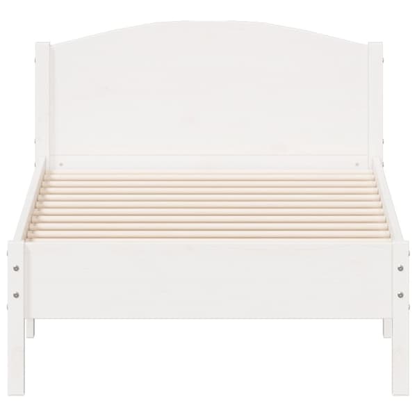 vidaXL Sängram med huvudgavel vit 90x190 cm massiv furu -  Sängar & sängramar