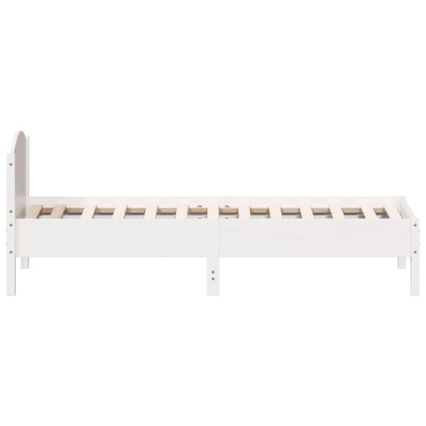 vidaXL Sängram med huvudgavel vit 90x190 cm massiv furu -  Sängar & sängramar