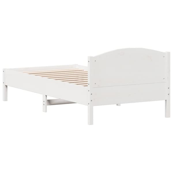 vidaXL Sängram med huvudgavel vit 90x190 cm massiv furu -  Sängar & sängramar