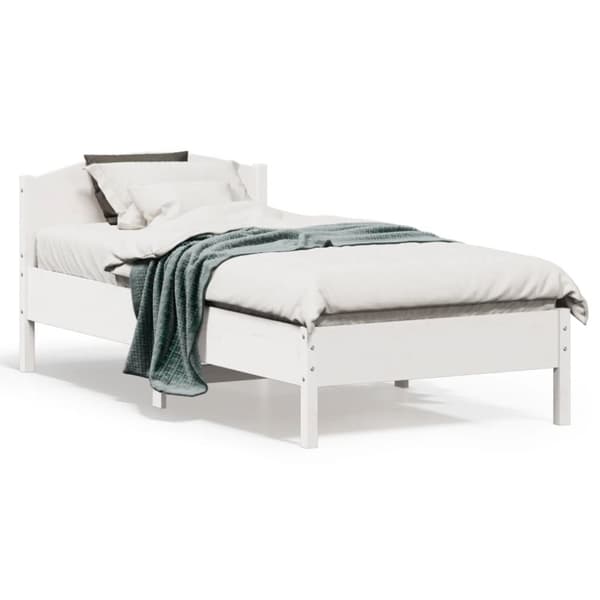 vidaXL Sängram med huvudgavel vit 90x190 cm massiv furu -  Sängar & sängramar