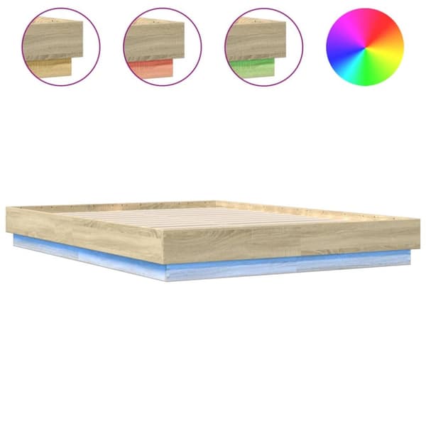 vidaXL sengeramme med LED-lys 160x200 cm sonoma-eg -  Senge & sengeramme