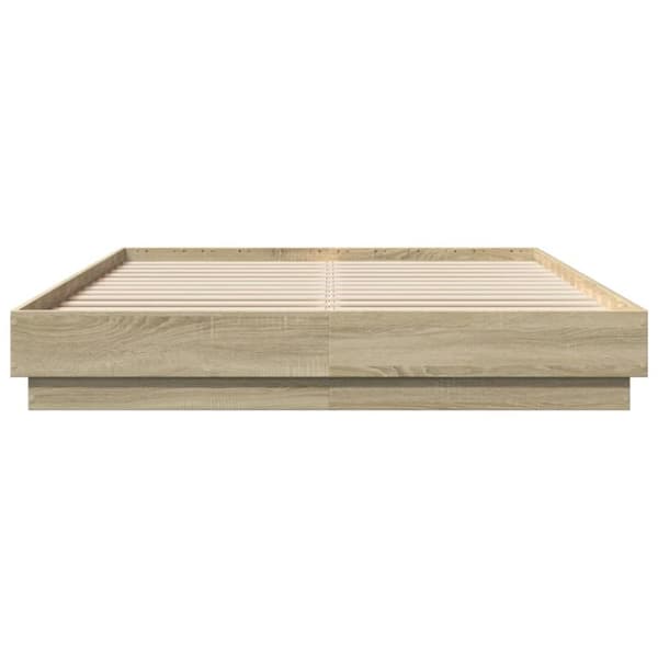 vidaXL sengeramme med LED-lys 160x200 cm sonoma-eg -  Senge & sengeramme
