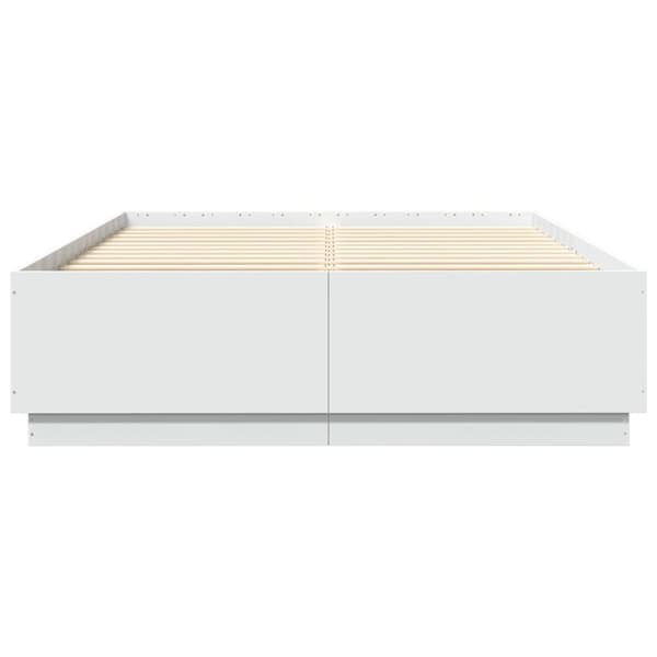 vidaXL Sängynrunko LED-valoilla valkoinen 150x200 cm tekninen puu -  Sängyt & sängynrungot