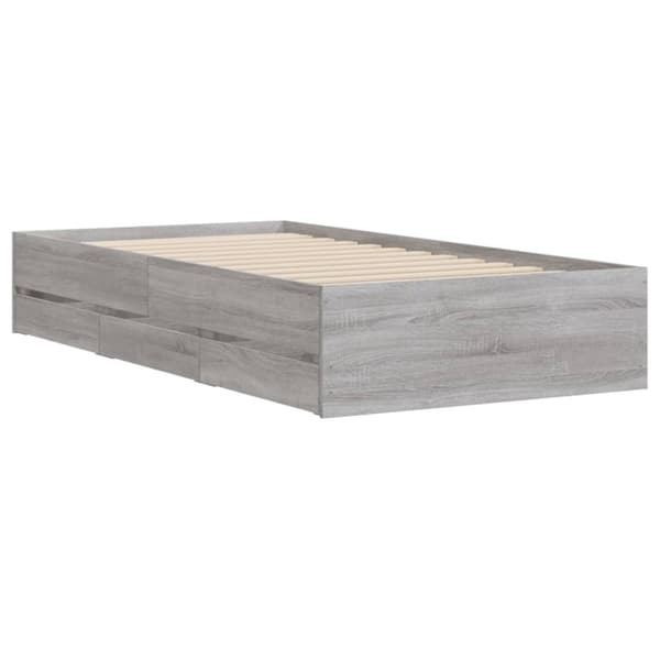 vidaXL sengeramme med skuffer 90x190 cm konstrueret træ grå sonoma-eg - Senge & sengeramme