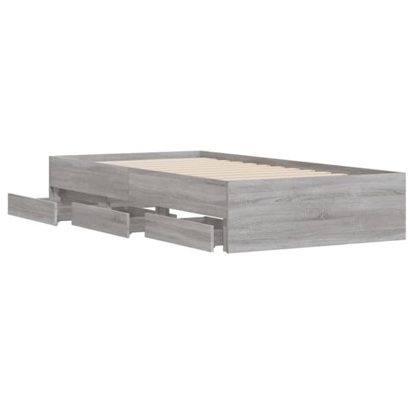 vidaXL sengeramme med skuffer 90x190 cm konstrueret træ grå sonoma-eg - Senge & sengeramme