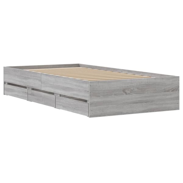 vidaXL sengeramme med skuffer 90x190 cm konstrueret træ grå sonoma-eg - Senge & sengeramme