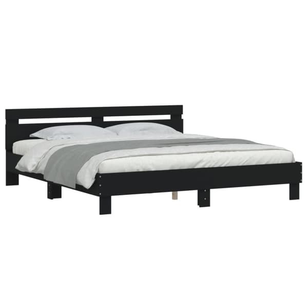 vidaXL sengeramme med sengegavl 180x200 cm konstrueret træ sort - Senge & sengeramme