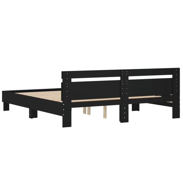 vidaXL sengeramme med sengegavl 180x200 cm konstrueret træ sort - Senge & sengeramme