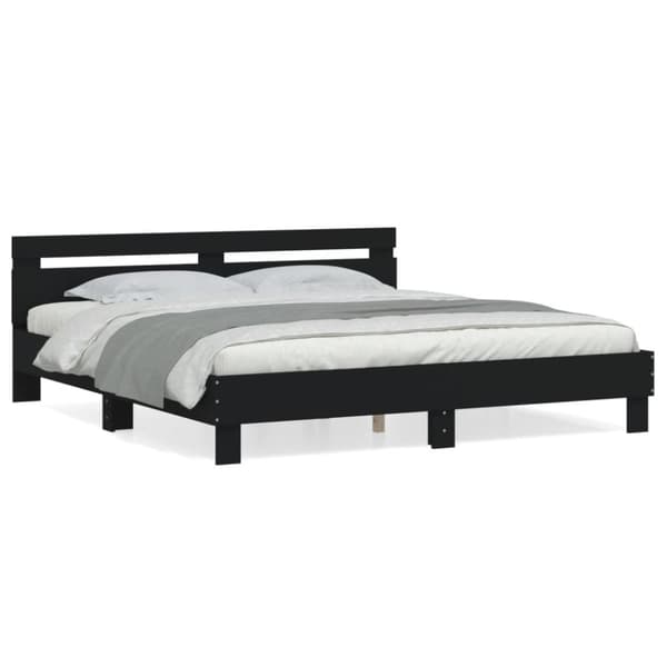 vidaXL sengeramme med sengegavl 180x200 cm konstrueret træ sort - Senge & sengeramme
