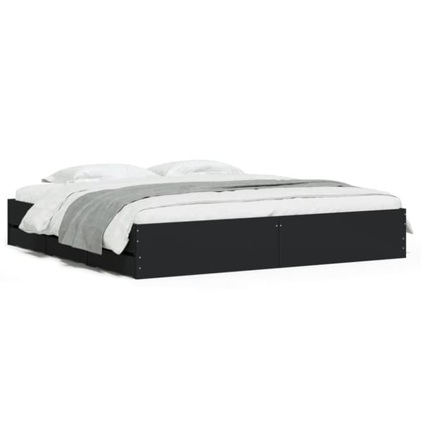 vidaXL sengeramme med skuffer 160x200 cm konstrueret træ sort -  Senge & sengeramme