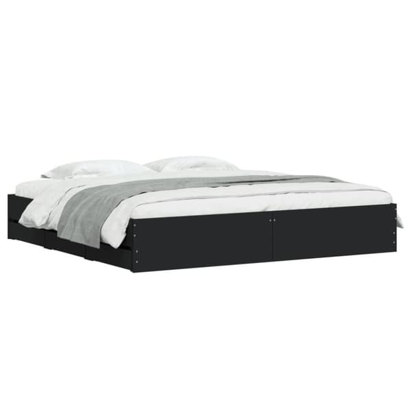 vidaXL sengeramme med skuffer 160x200 cm konstrueret træ sort -  Senge & sengeramme