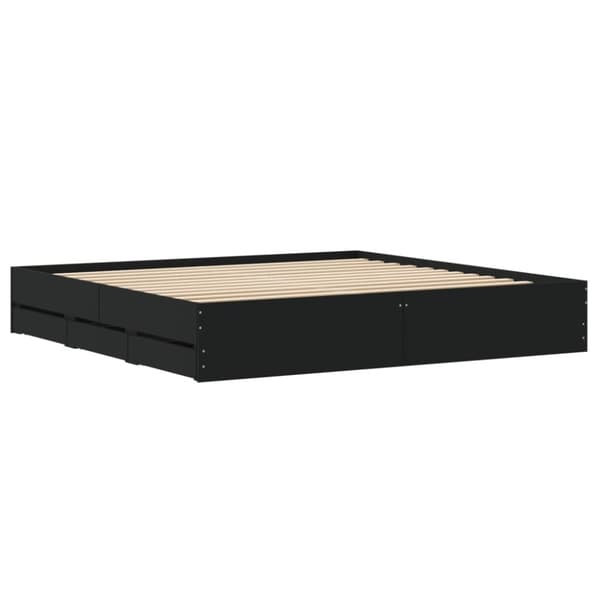 vidaXL sengeramme med skuffer 160x200 cm konstrueret træ sort -  Senge & sengeramme