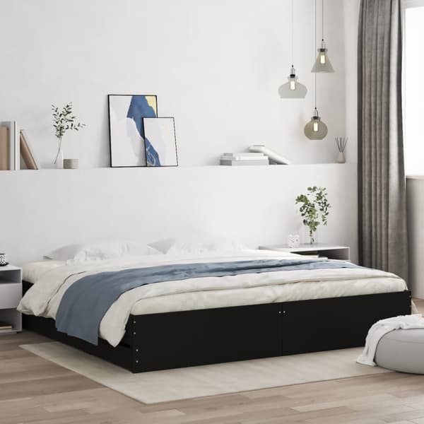 vidaXL sengeramme med skuffer 160x200 cm konstrueret træ sort -  Senge & sengeramme