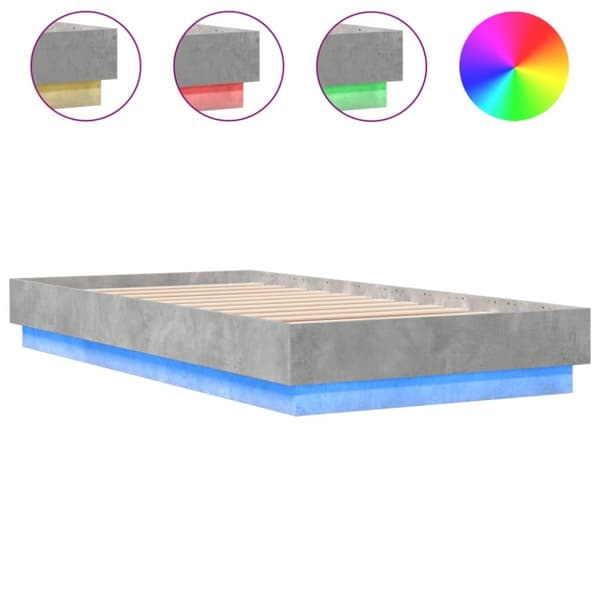 vidaXL sengeramme med LED-lys 90x190 cm betongrå - Senge & sengeramme