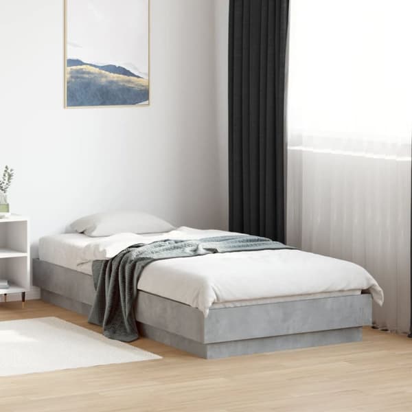 vidaXL sengeramme med LED-lys 90x190 cm betongrå -  Senge & sengeramme