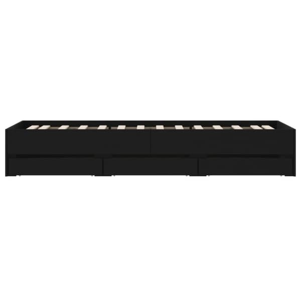 vidaXL Sängynrunko laatikoilla musta 90x200 cm täysi puu - Sängyt & sängynrungot