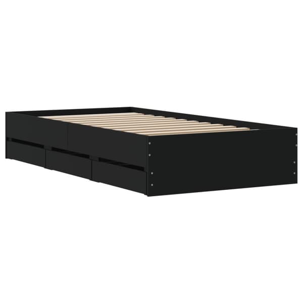 vidaXL Sängynrunko laatikoilla musta 90x200 cm täysi puu -  Sängyt & sängynrungot