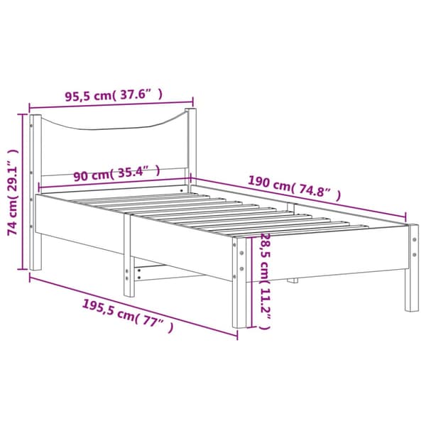 vidaXL Sängynrunko 90x190 cm täysi mänty -  Sängyt & sängynrungot