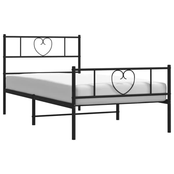 vidaXL sengeramme med sengegavl og fodgærde 90x190 cm metal sort -  Senge & sengeramme