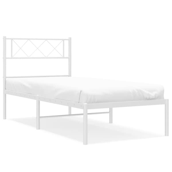 vidaXL sengeramme med sengegavl 90x200 cm metal hvid -  Senge & sengeramme