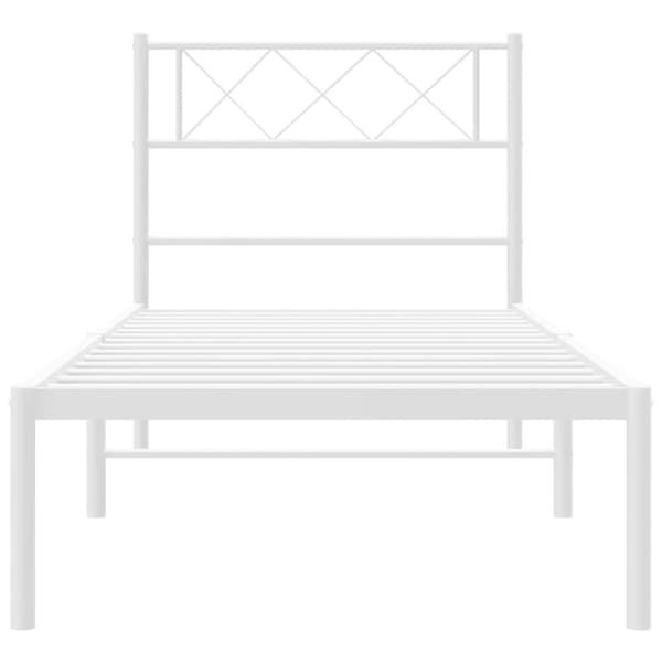 vidaXL sengeramme med sengegavl 90x200 cm metal hvid -  Senge & sengeramme