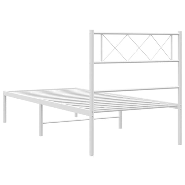 vidaXL sengeramme med sengegavl 90x200 cm metal hvid - Senge & sengeramme