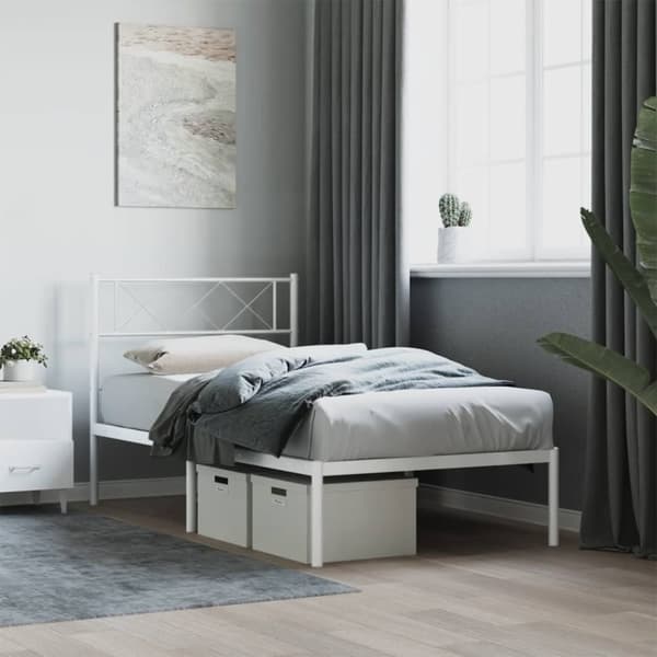 vidaXL sengeramme med sengegavl 90x200 cm metal hvid - Senge & sengeramme