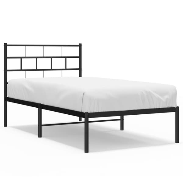 vidaXL sengeramme med sengegavl 90x190 cm metal sort -  Senge & sengeramme