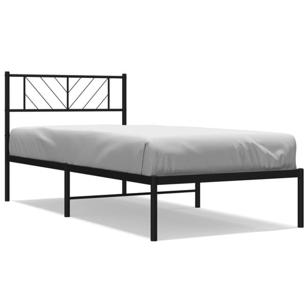 vidaXL sengeramme med sengegavl 90x200 cm metal sort - Senge & sengeramme
