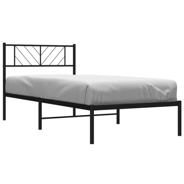 vidaXL sengeramme med sengegavl 90x200 cm metal sort - Senge & sengeramme