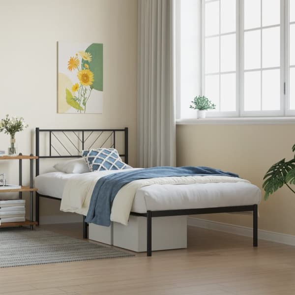 vidaXL sengeramme med sengegavl 90x200 cm metal sort - Senge & sengeramme