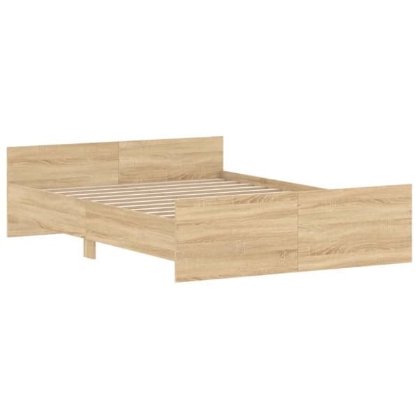vidaXL sengeramme med sengegavl og fodgærde 135x190 cm sonoma-eg - Senge & sengeramme