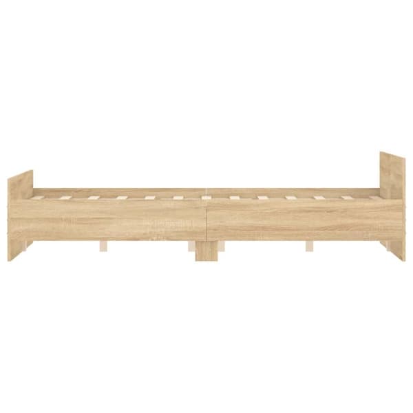 vidaXL sengeramme med sengegavl og fodgærde 135x190 cm sonoma-eg - Senge & sengeramme