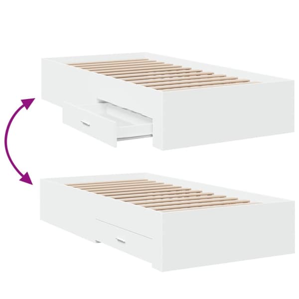 vidaXL sengeramme med skuffer 90x190 cm konstrueret træ hvid - Senge & sengeramme