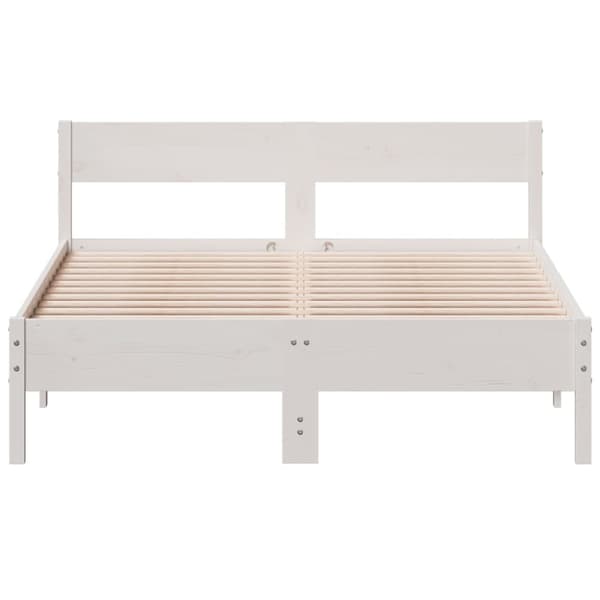 vidaXL sengeramme med sengegavl 160x200 cm massivt fyrretræ hvid - Senge & sengeramme