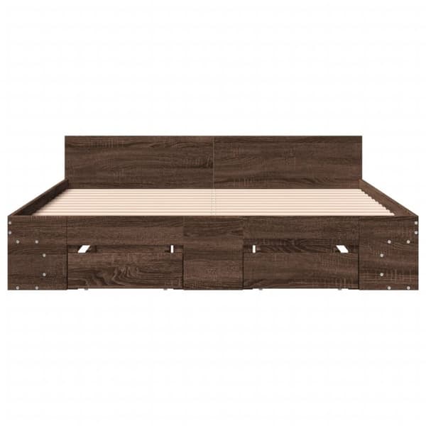 vidaXL sengeramme med skuffer 140x190 cm konstrueret træ brunt egetræ - Senge & sengeramme