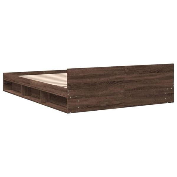 vidaXL sengeramme med skuffer 140x190 cm konstrueret træ brunt egetræ -  Senge & sengeramme