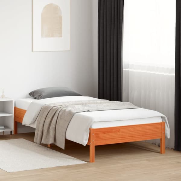 vidaXL sengeramme 90x200 cm massivt fyrretræ gyldenbrun - Senge & sengeramme