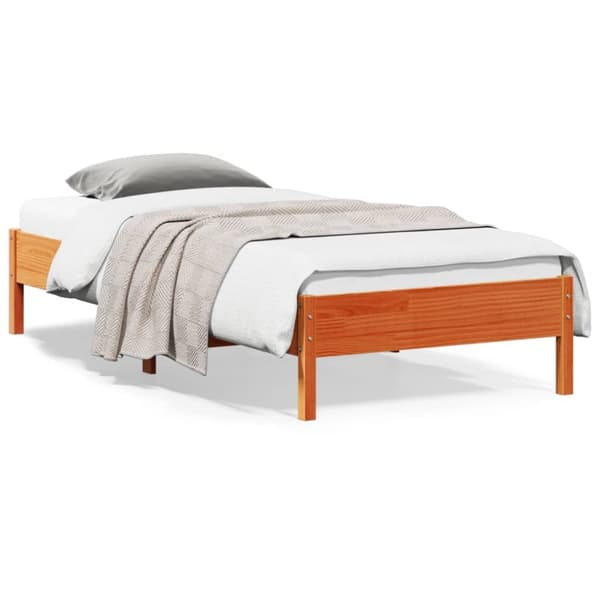 vidaXL sengeramme 90x200 cm massivt fyrretræ gyldenbrun -  Senge & sengeramme
