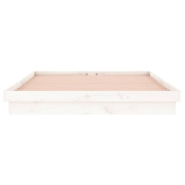 vidaXL sengeramme med LED-lys 140x200 cm massivt træ hvid - Senge & sengeramme