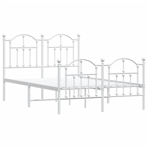 vidaXL sengeramme med sengegavl og fodgærde 120x190 cm metal hvid -  Senge & sengeramme
