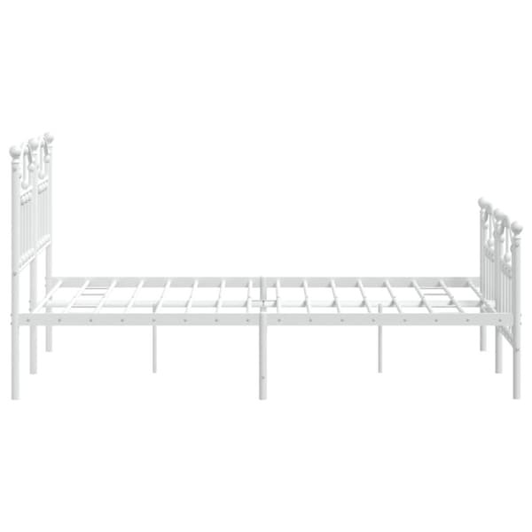 vidaXL sengeramme med sengegavl og fodgærde 120x190 cm metal hvid -  Senge & sengeramme