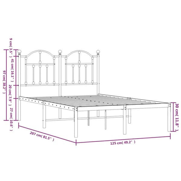 vidaXL sengeramme med sengegavl 120x200 cm metal hvid - Senge & sengeramme