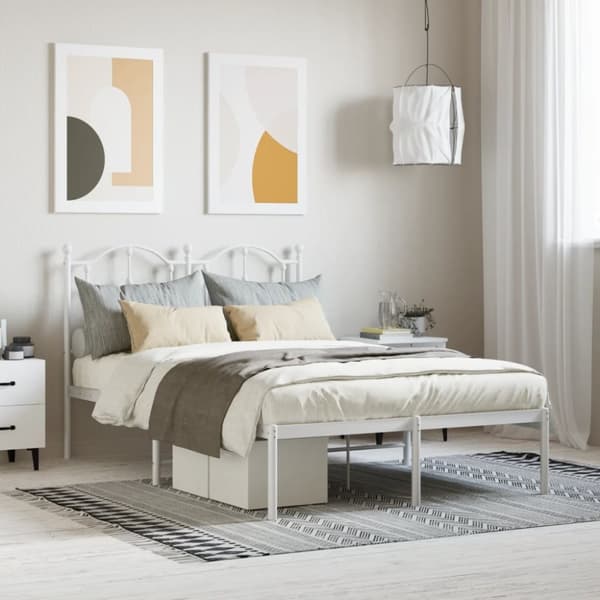 vidaXL sengeramme med sengegavl 120x200 cm metal hvid -  Senge & sengeramme