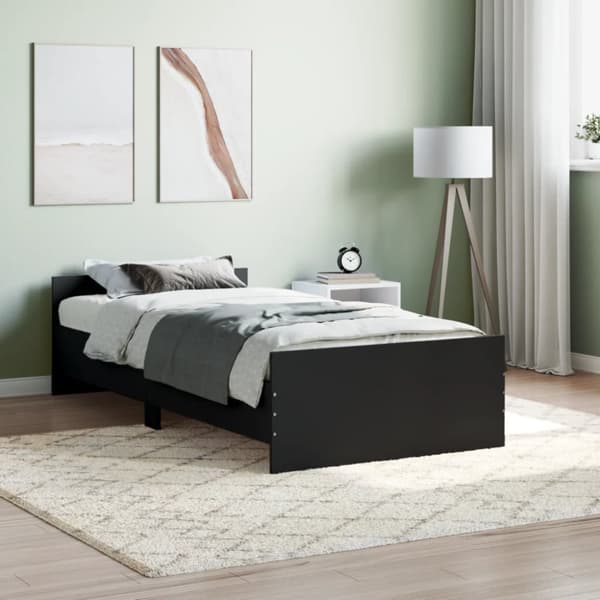 vidaXL sengeramme 100x200 cm konstrueret træ sort - Senge & sengeramme