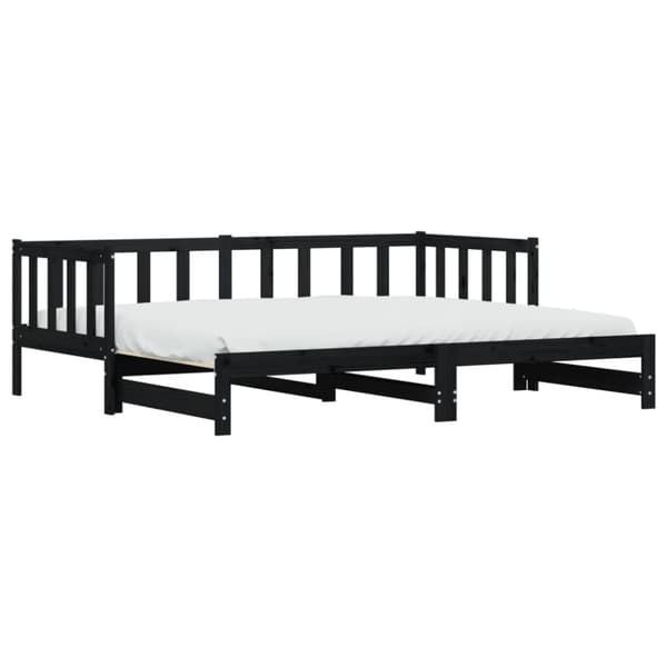 vidaXL Dagbädd med extrasäng svart 90x200 cm massiv furu -  Sängar & sängramar